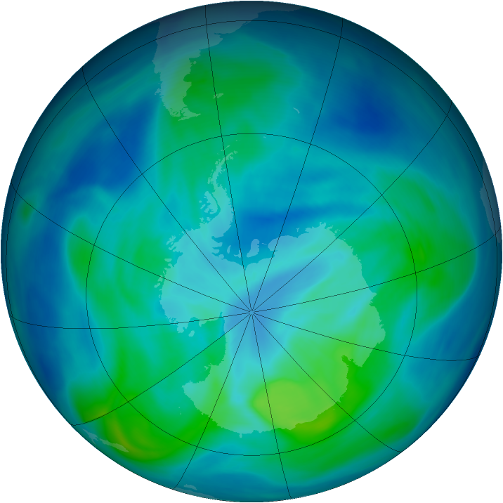 Antarctic ozone map for 08 March 2006